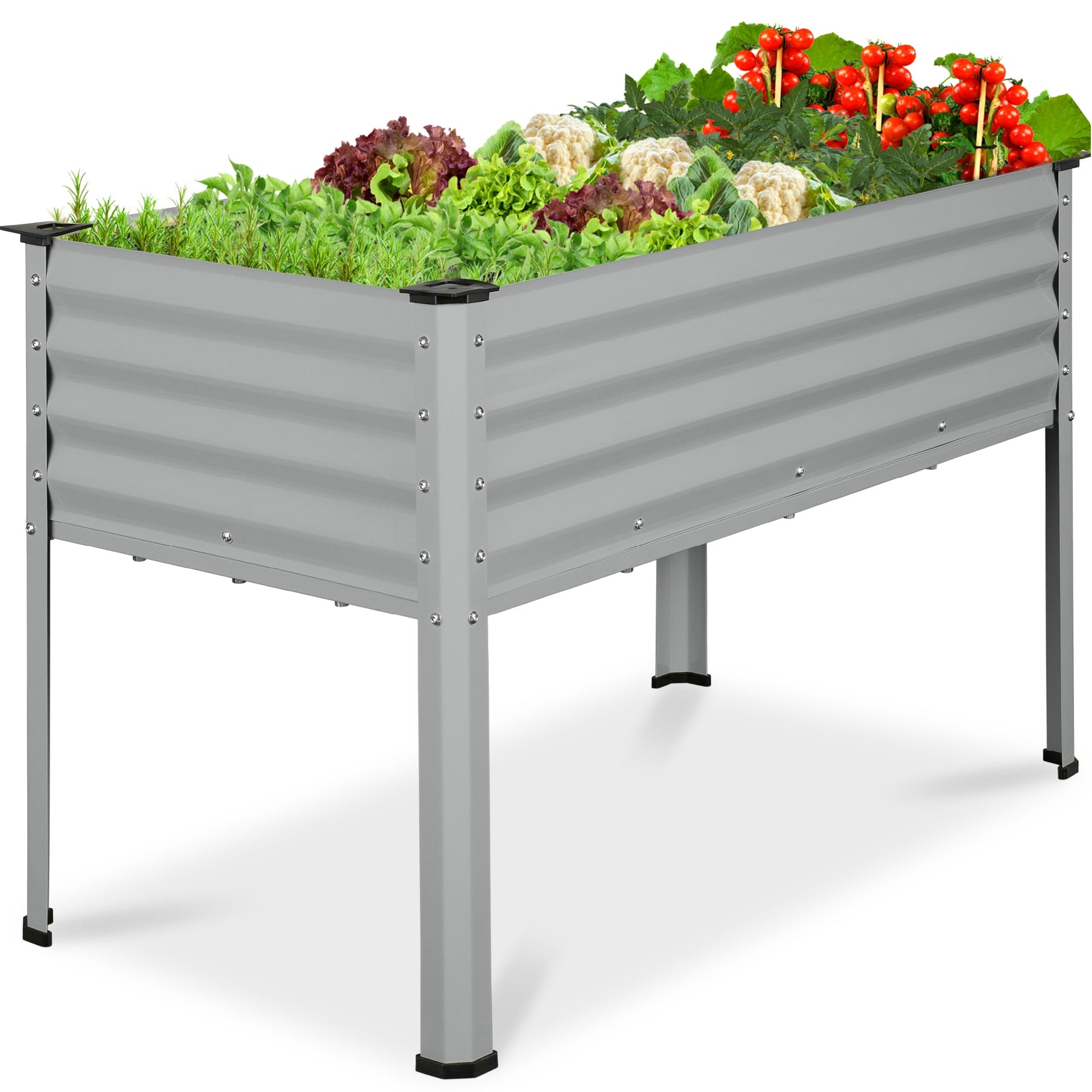 Elevated Galvanized Metal Garden Bed w/ Corner Protectors - 48x24x30in
