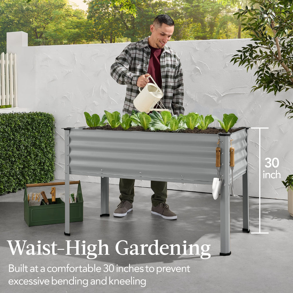 Elevated Galvanized Metal Garden Bed w/ Corner Protectors - 48x24x30in