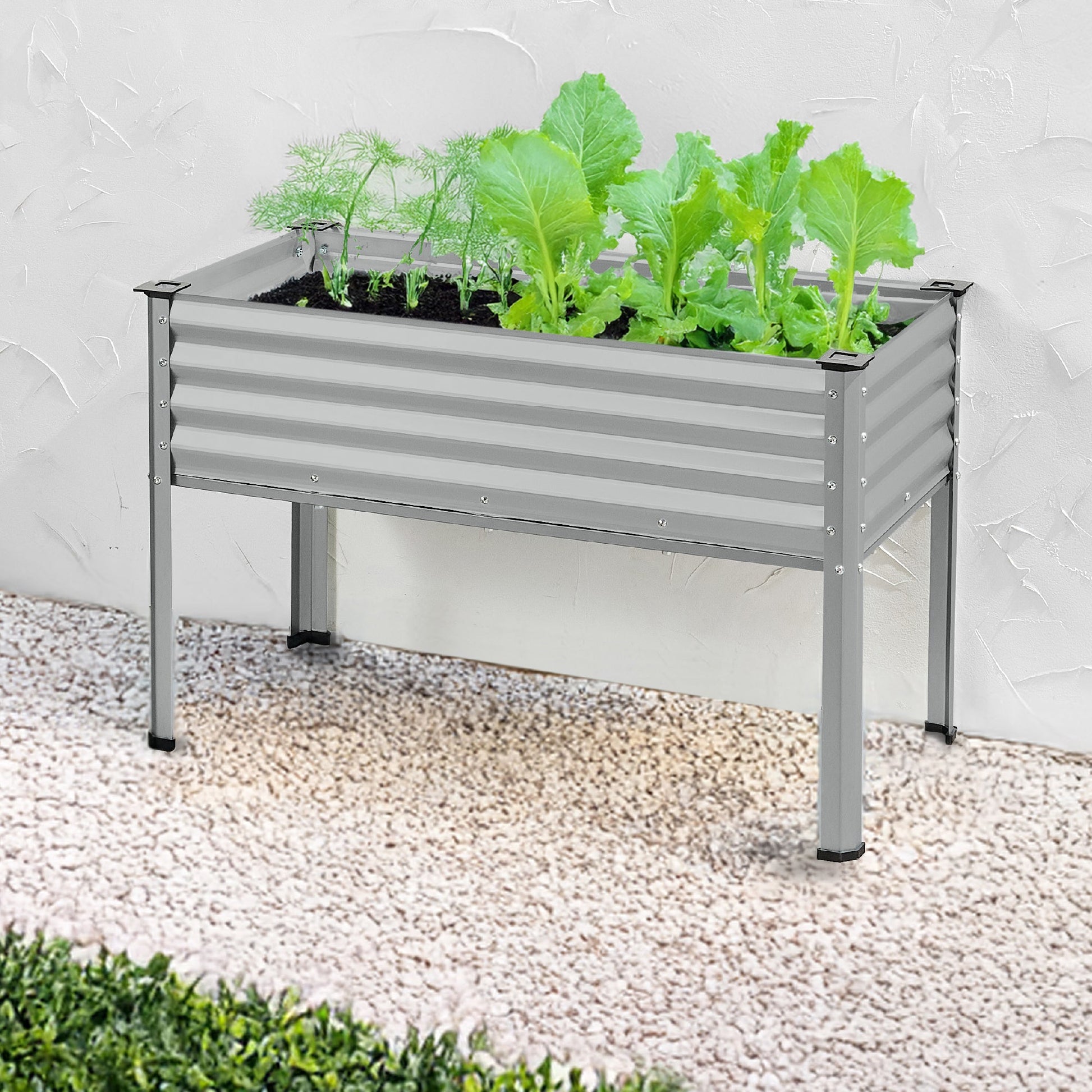 Elevated Galvanized Metal Garden Bed w/ Corner Protectors - 48x24x30in