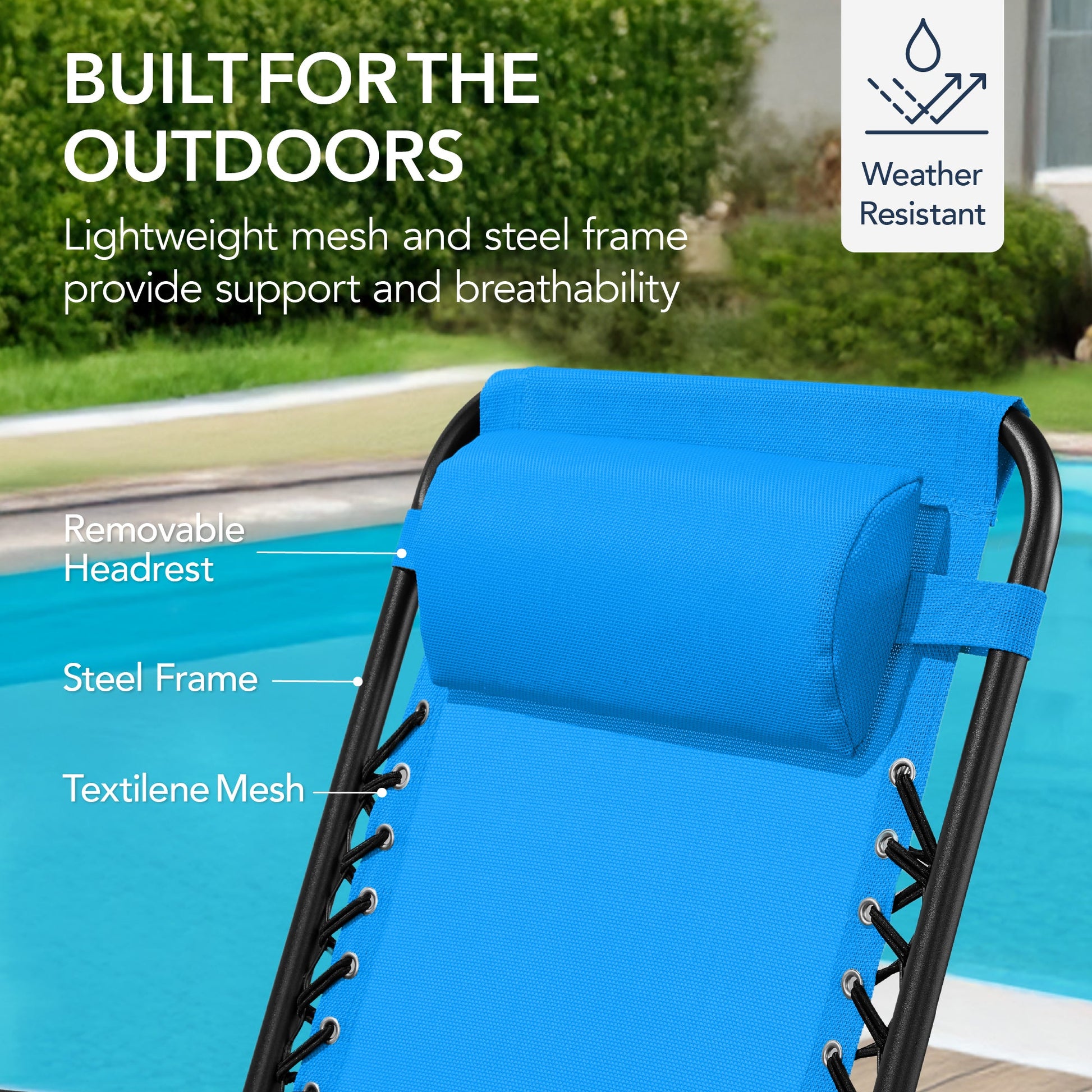 Folding Outdoor Zero Gravity Rocking Lounge Chair w/ Headrest Pillow