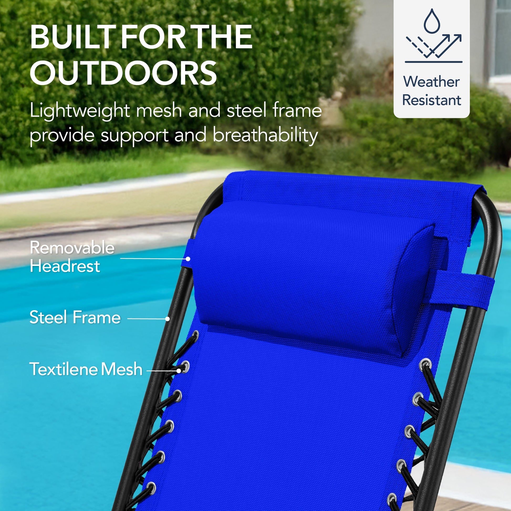 Folding Outdoor Zero Gravity Rocking Lounge Chair w/ Headrest Pillow
