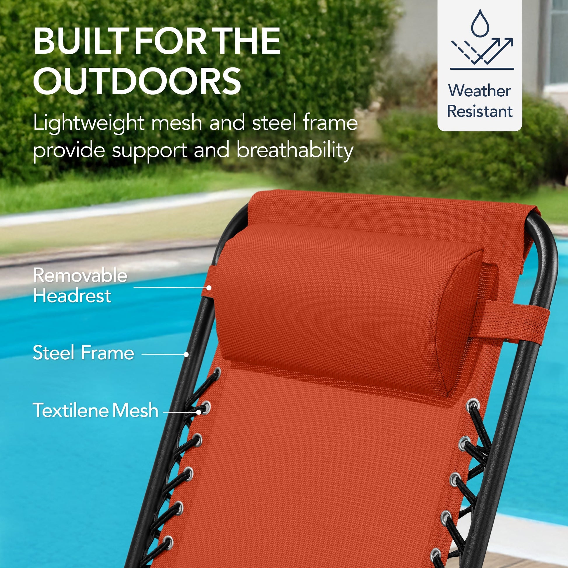 Folding Outdoor Zero Gravity Rocking Lounge Chair w/ Headrest Pillow