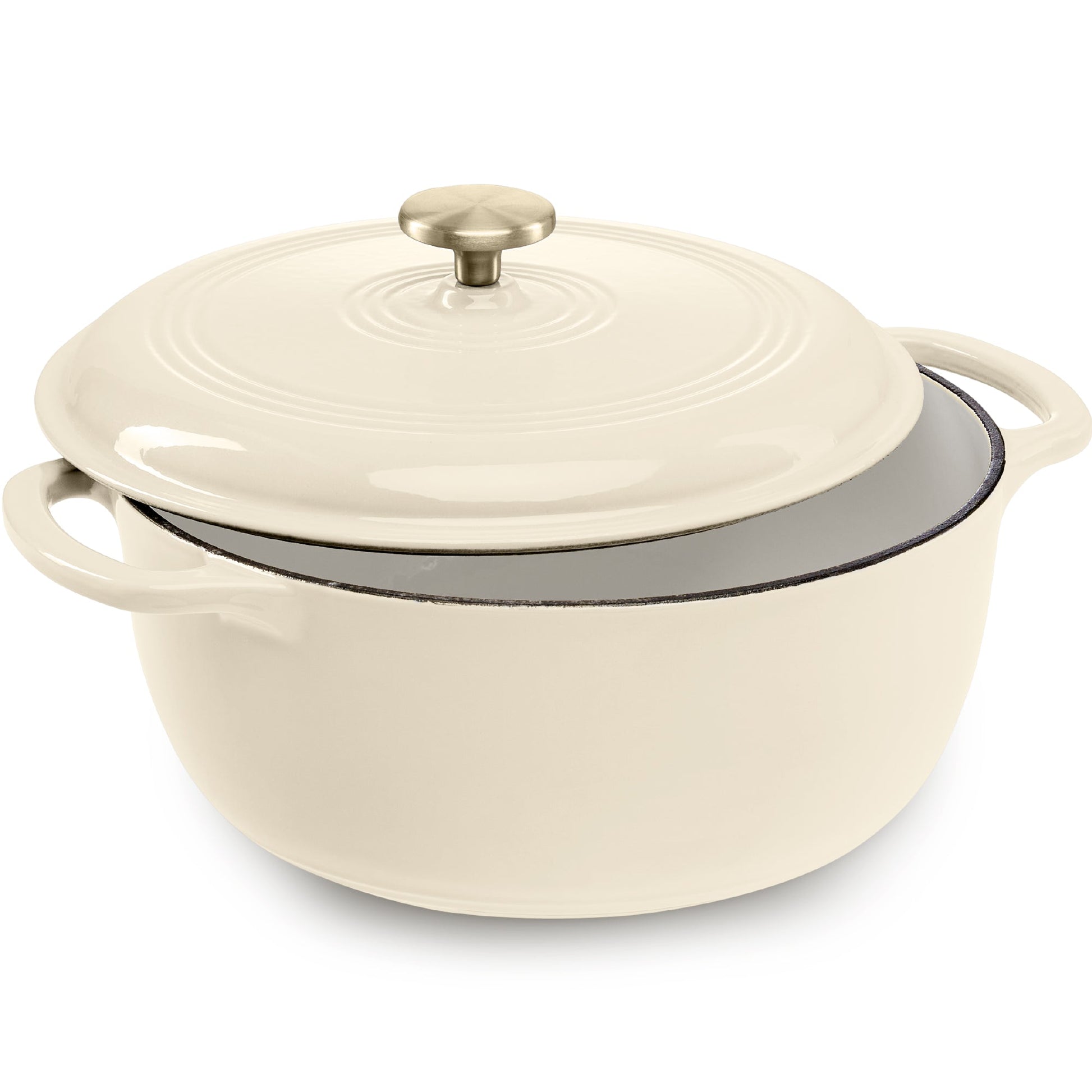 Cast-Iron Dutch Oven Kitchen Cookware w/ Enamel, Handles - 7.5qt