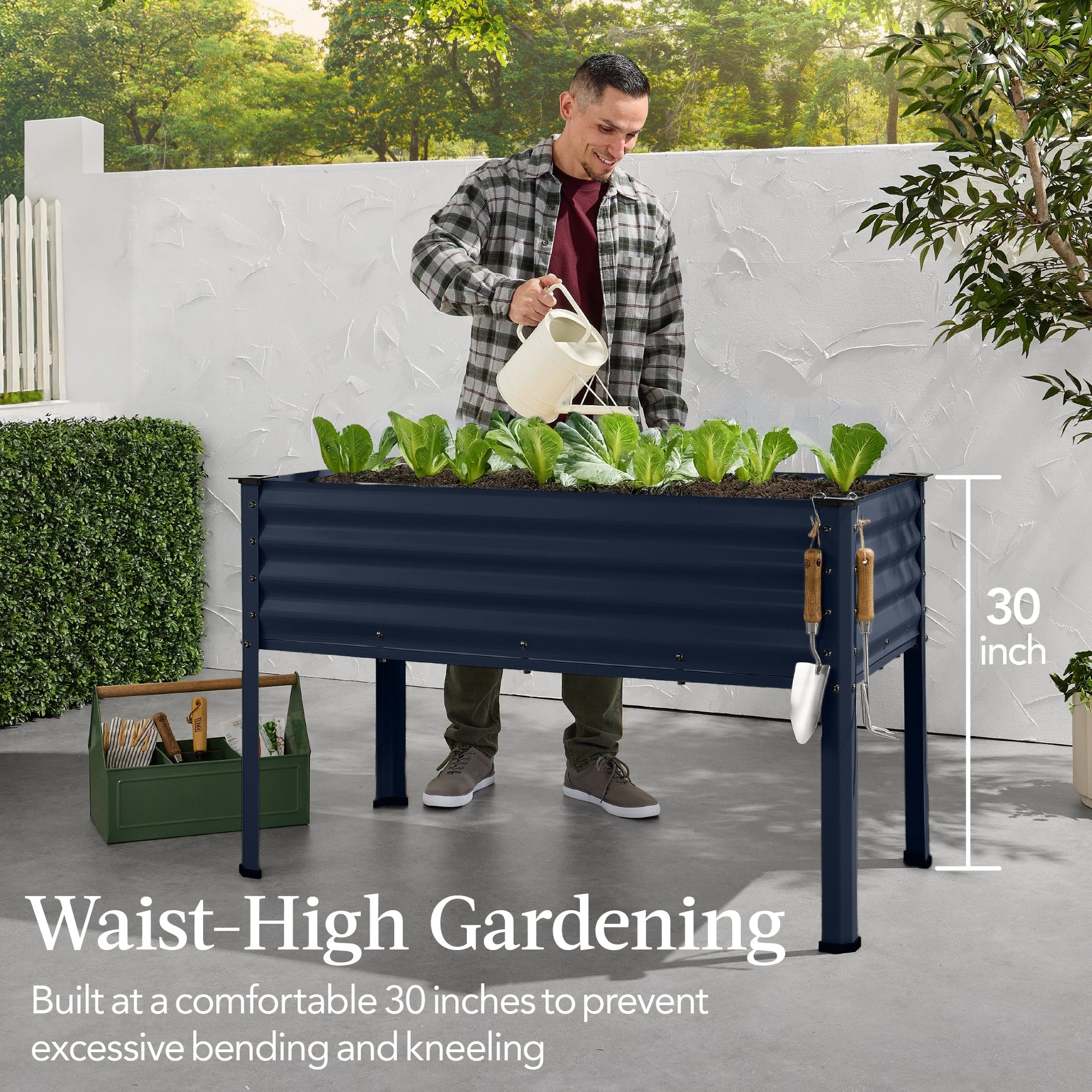Elevated Galvanized Metal Garden Bed w/ Corner Protectors - 48x24x30in