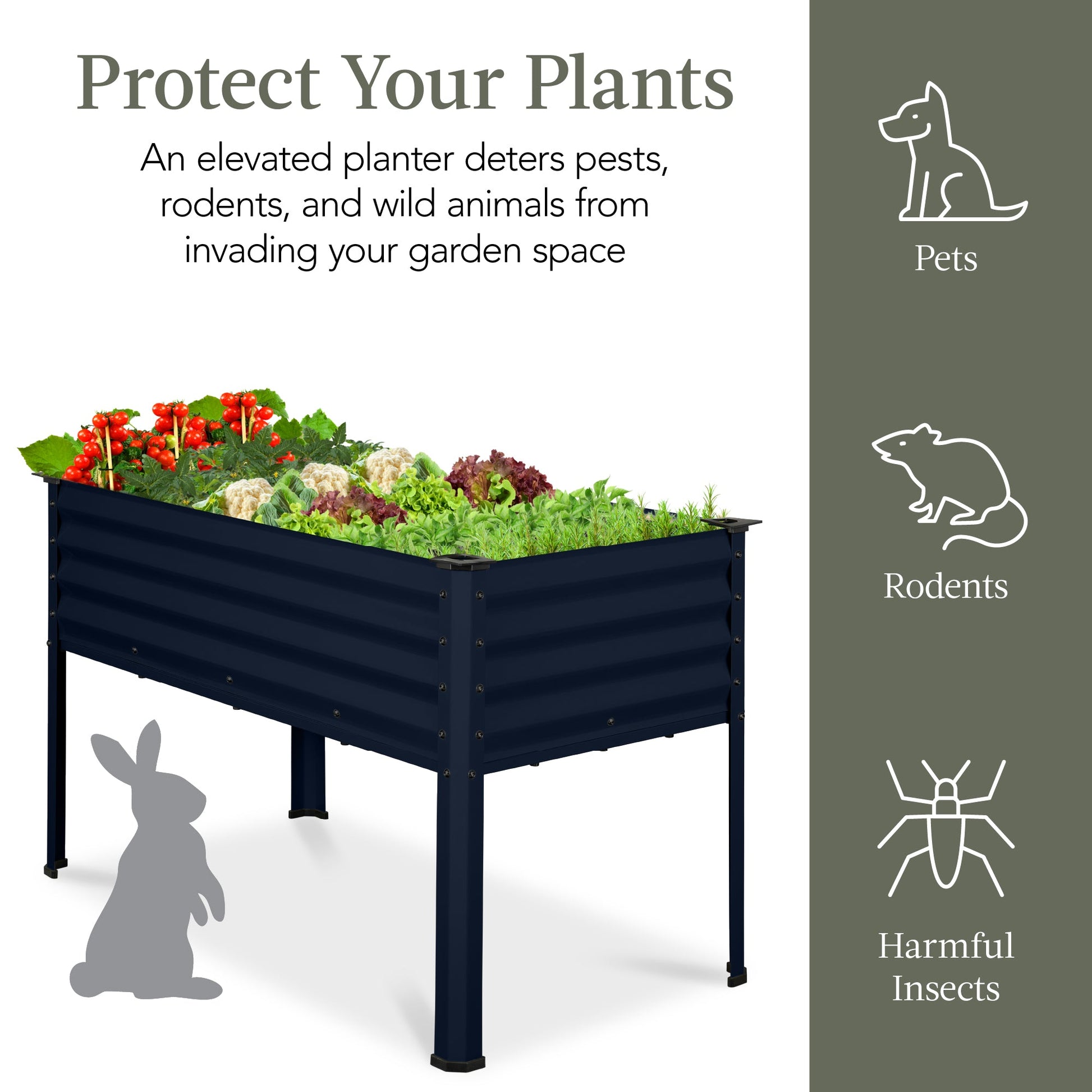 Elevated Galvanized Metal Garden Bed w/ Corner Protectors - 48x24x30in