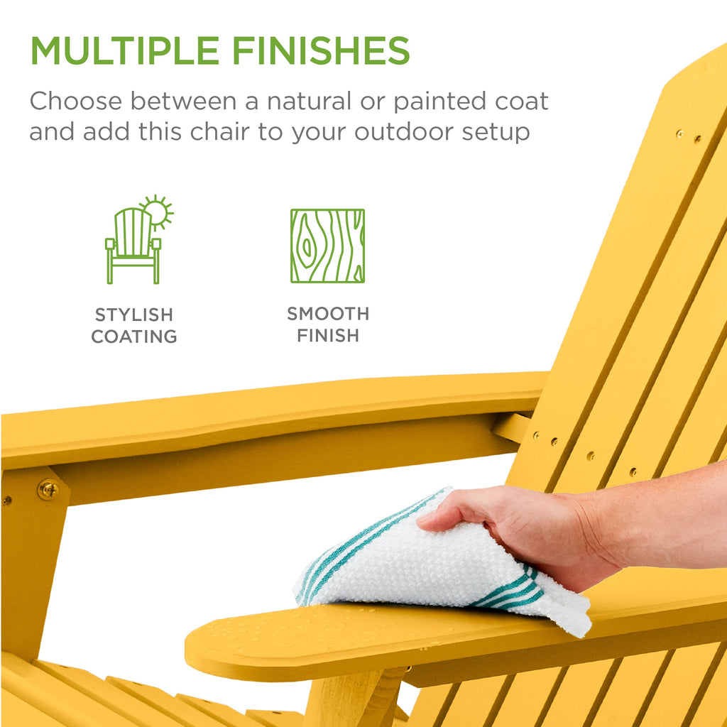 Folding Wooden Adirondack Chair, Accent Furniture w/ Natural Woodgrain