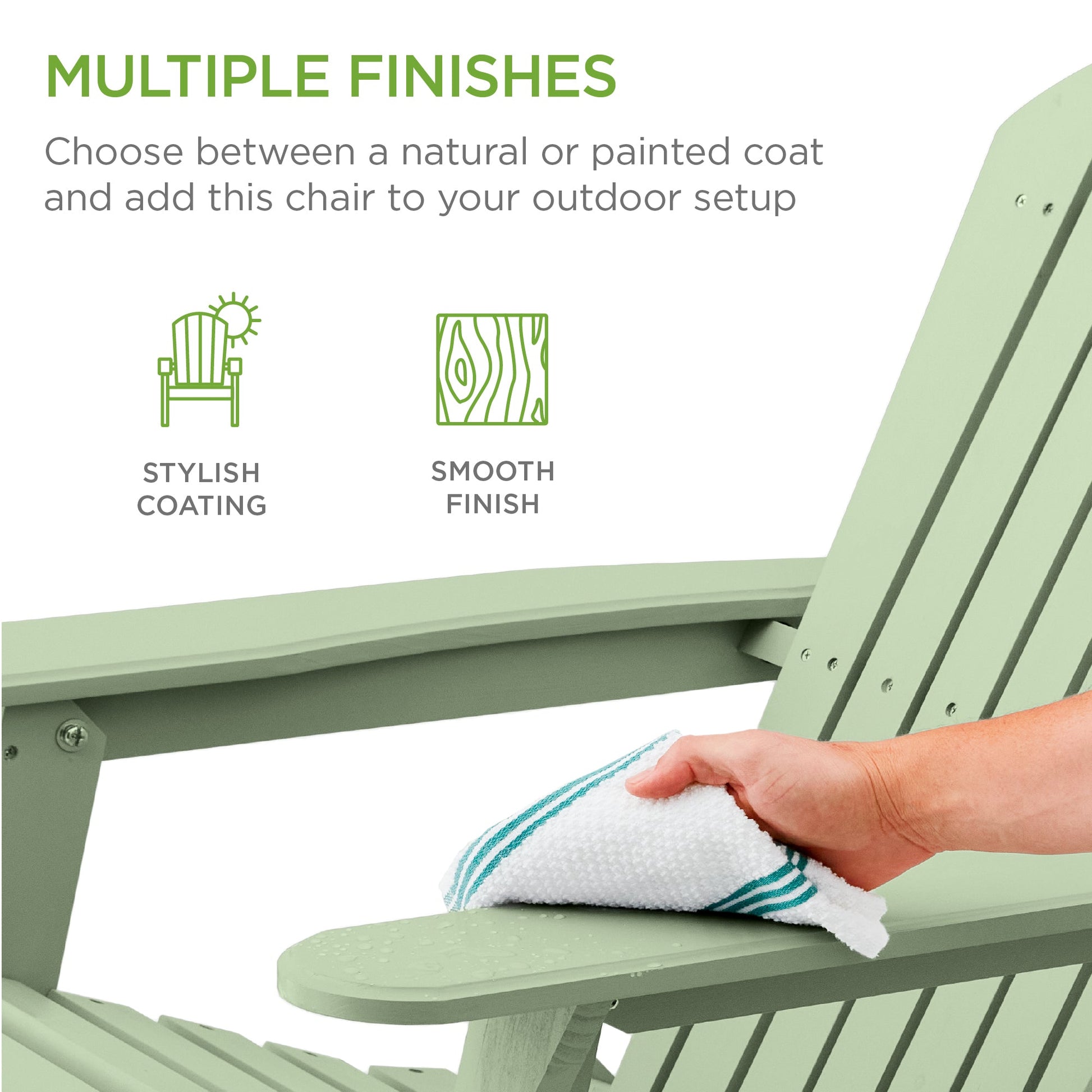 Folding Wooden Adirondack Chair, Accent Furniture w/ Natural Woodgrain