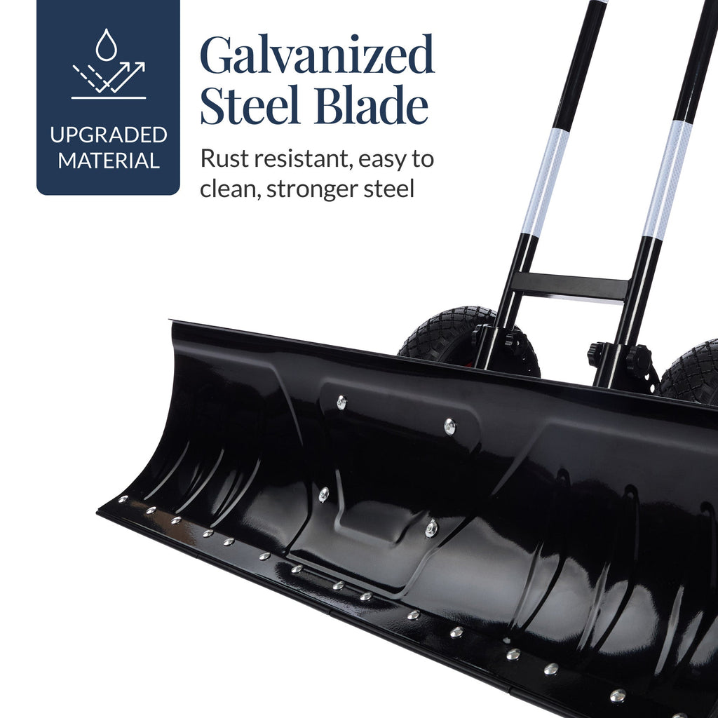 Galvanized Blade 2-Wheel Snow Pusher w/ Adjustable Handle - 36in