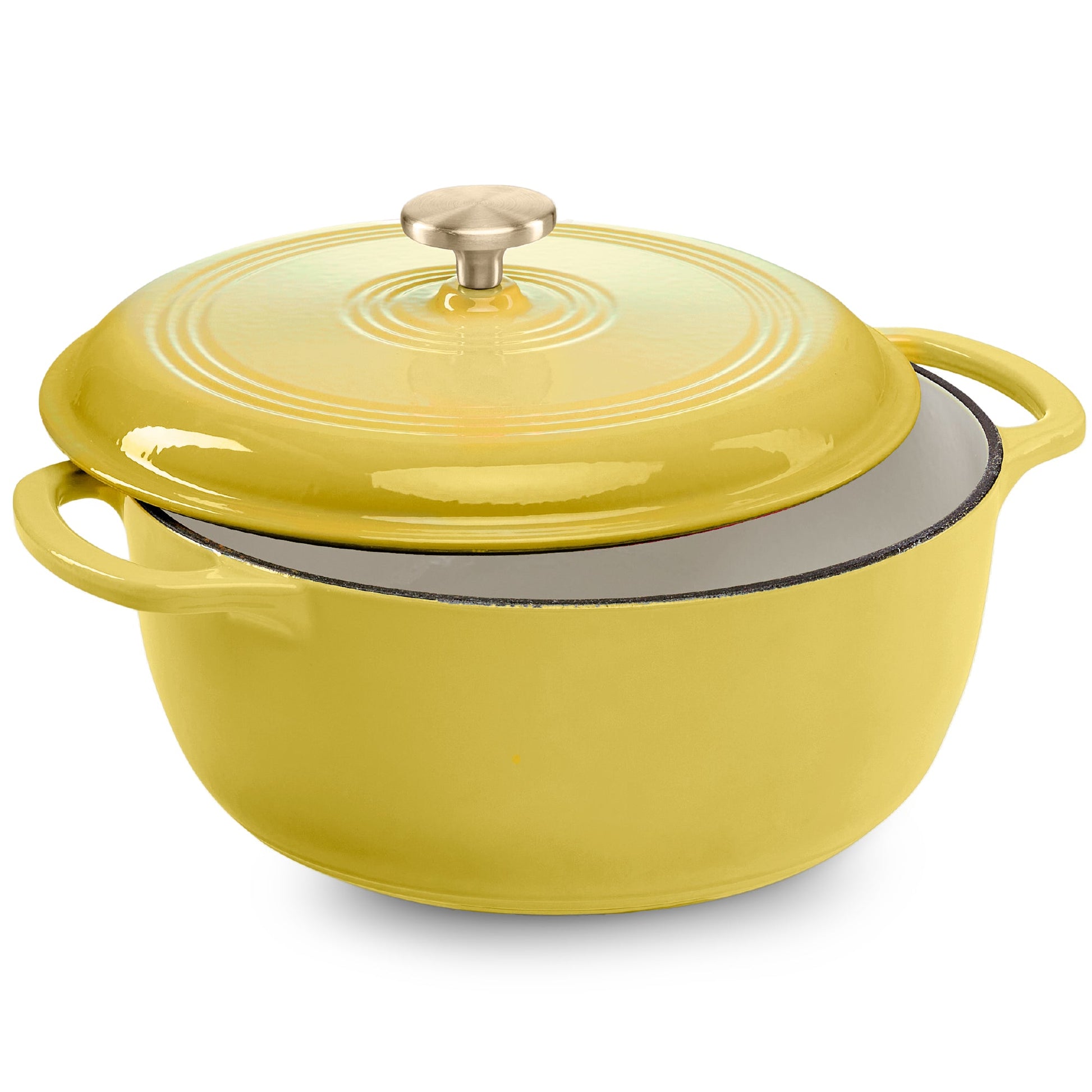 Cast-Iron Dutch Oven Kitchen Cookware w/ Enamel, Handles - 6qt