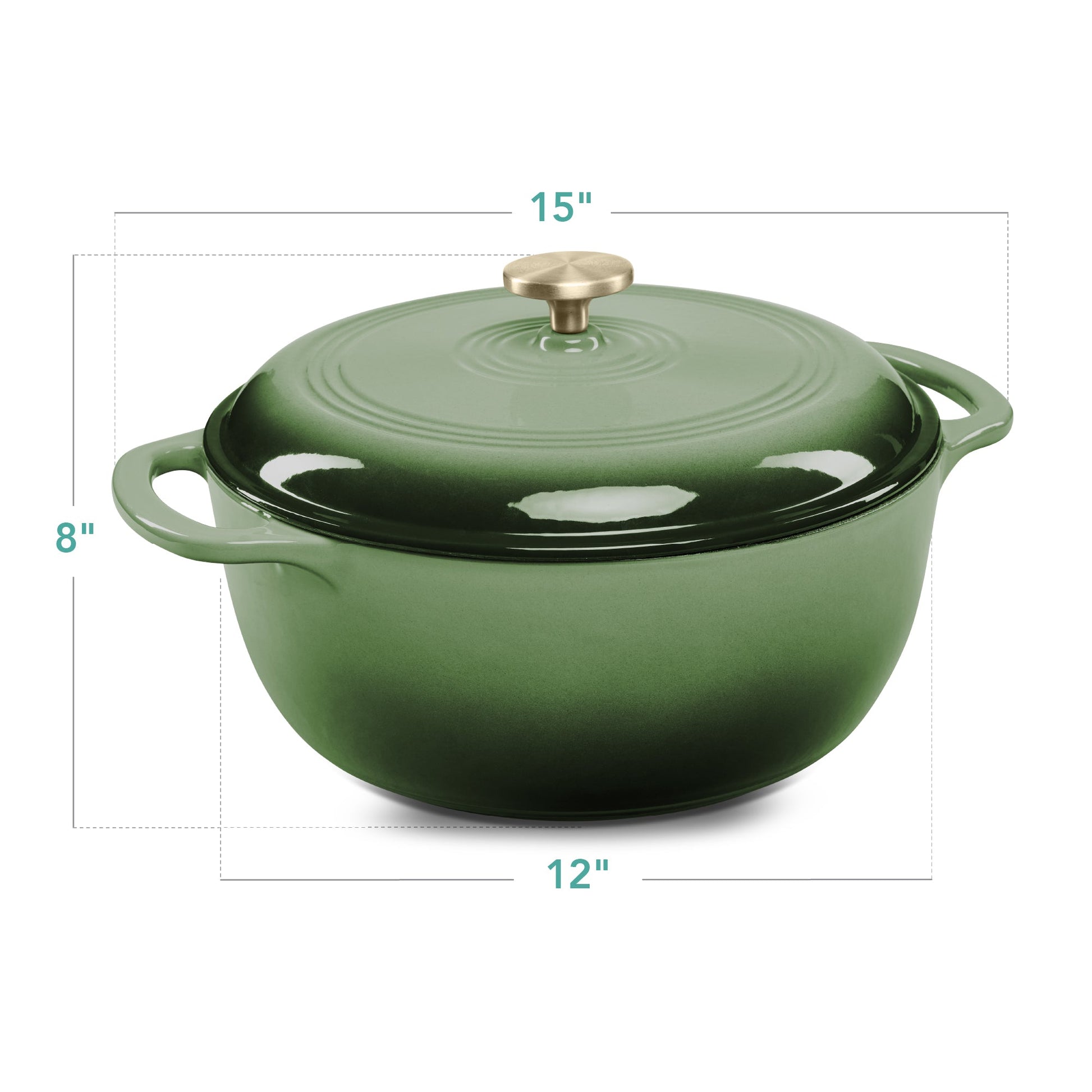Cast-Iron Dutch Oven Kitchen Cookware w/ Enamel, Handles - 7.5qt