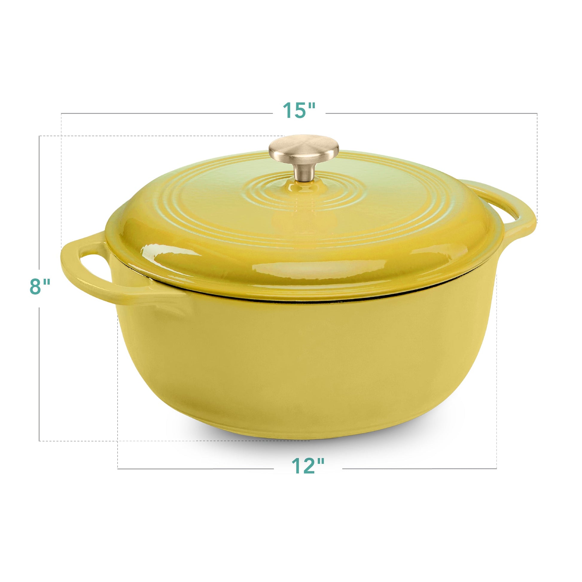 Cast-Iron Dutch Oven Kitchen Cookware w/ Enamel, Handles - 7.5qt