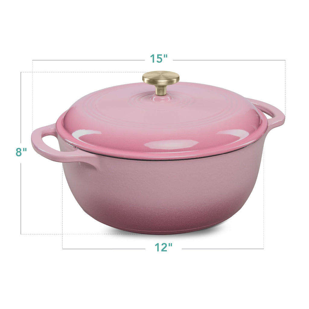Cast-Iron Dutch Oven Kitchen Cookware w/ Enamel, Handles - 7.5qt