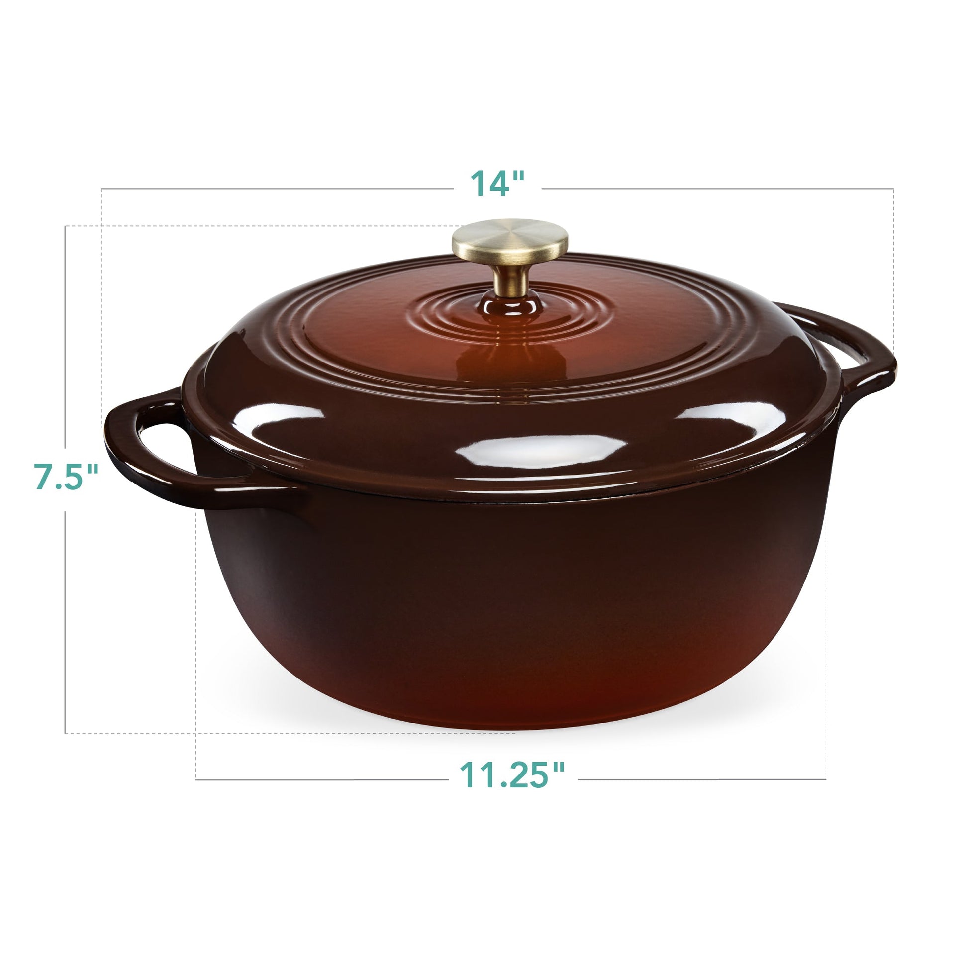 Cast-Iron Dutch Oven Kitchen Cookware w/ Enamel, Handles - 6qt