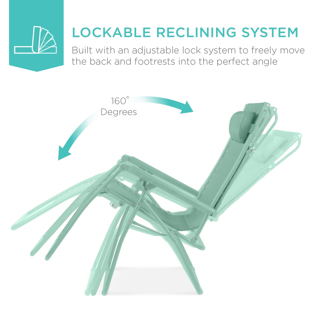 Folding Zero Gravity Recliner Patio Lounge Chair w/ Canopy, Side Tray